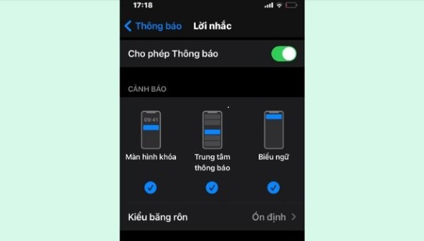 Chọn Hiển thị trên màn hình khóa (Show on Lock Screen)