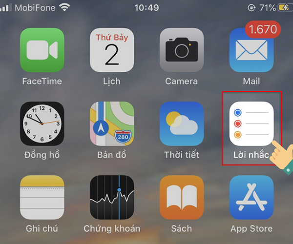 Mở ứng dụng Lời nhắc trên iPhone hoặc iPad 