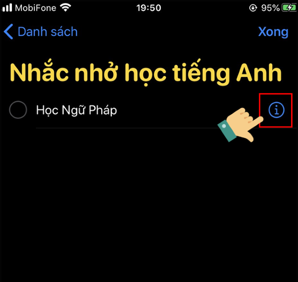 Chạm vào biểu tượng (i) như hình bên dưới