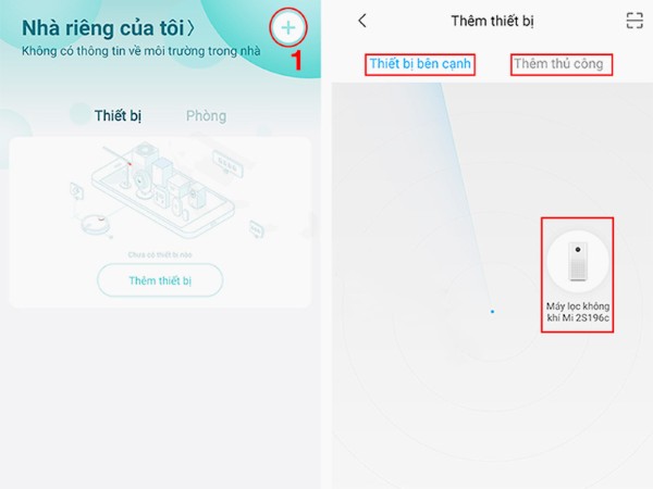 Chọn biểu tượng “Thêm thiết bị” (dấu +) ở góc trên bên phải màn hình