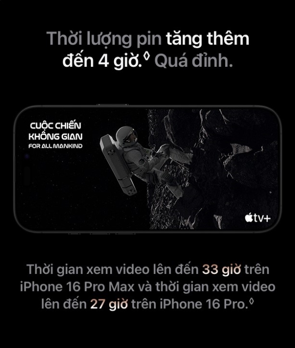 thời lượng pin iPhone 16 tăng