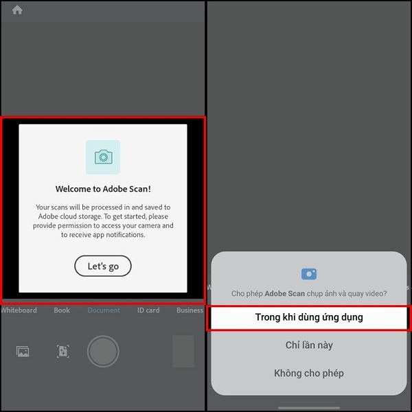 Cấp quyền cho ứng dụng sử dụng camera và ảnh