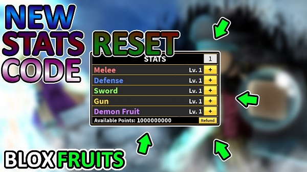 Mã Code reset chỉ số Blox Fruit mới nhất