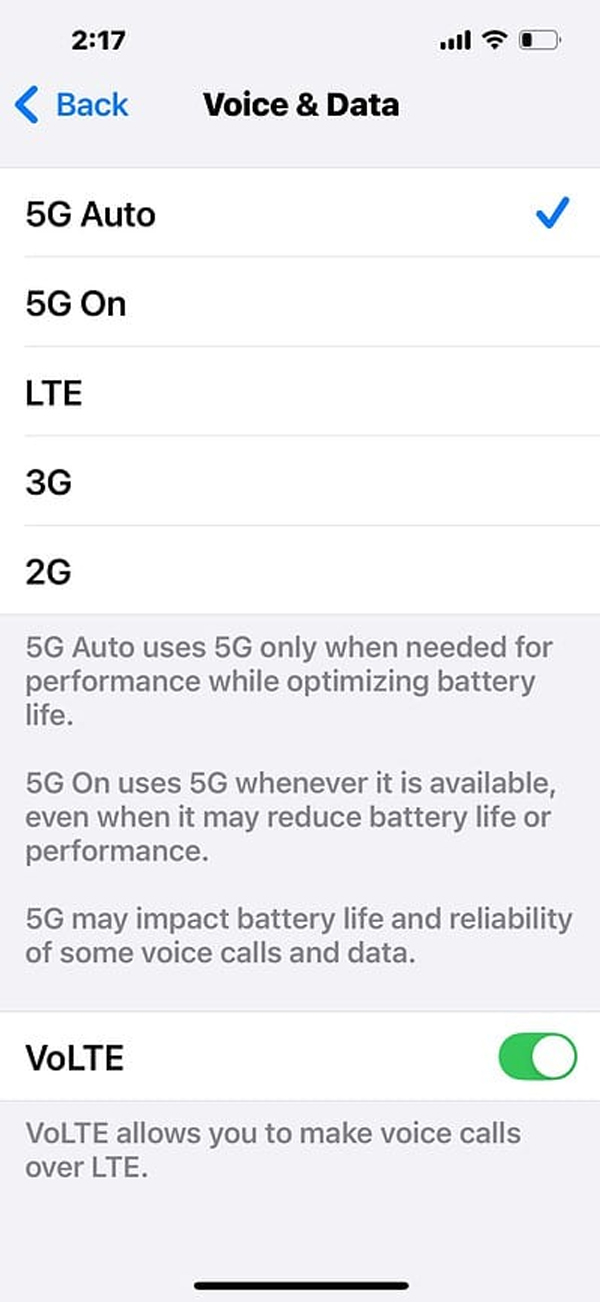 Chuyển sang 5G Tự động (5G Auto)