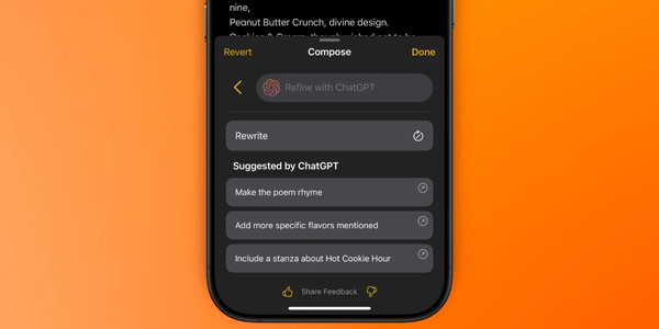 Người dùng có thể soạn văn bản mới hoặc chỉ dẫn AI viết lại trên iOS 18.2
