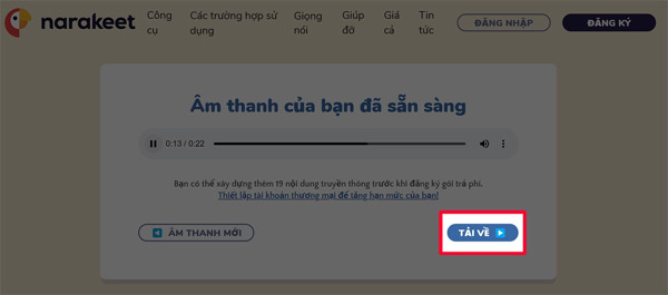 Bấm nghe thử rồi chọn mục Tải xuống