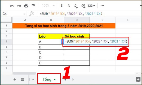 Hàm SUM tính tổng giá trị của một dãy số trong Excel