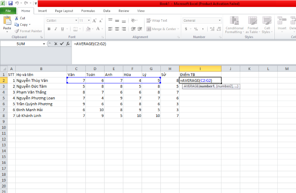 Hàm AVERAGE được sử dụng để tính giá trị trung bình của một dãy số hoặc phạm vi ô