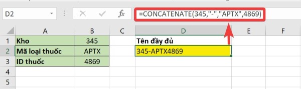 Hàm CONCATENATE (hoặc CONCAT) là một trong các hàm xử lý văn bản