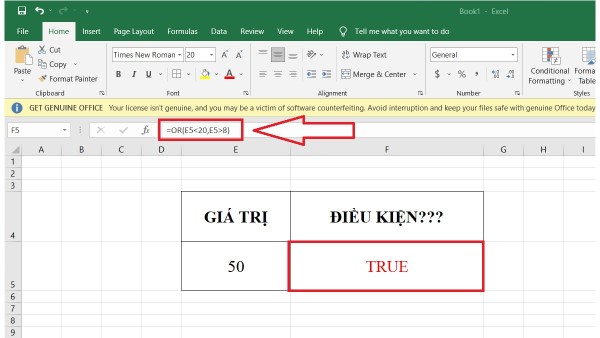 Hàm OR là một hàm logic phổ biến trong Excel