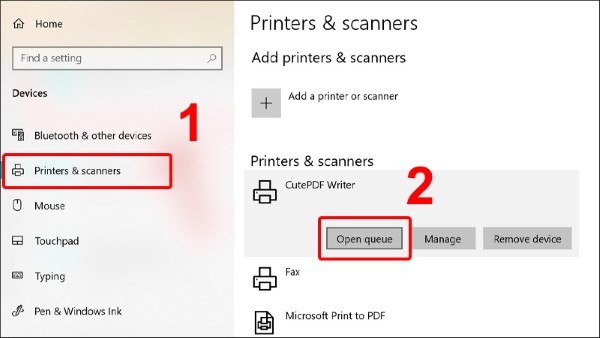 Chọn Printers & scanner