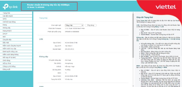 Bạn sẽ thấy tên modem và thông số kỹ thuật chi tiết