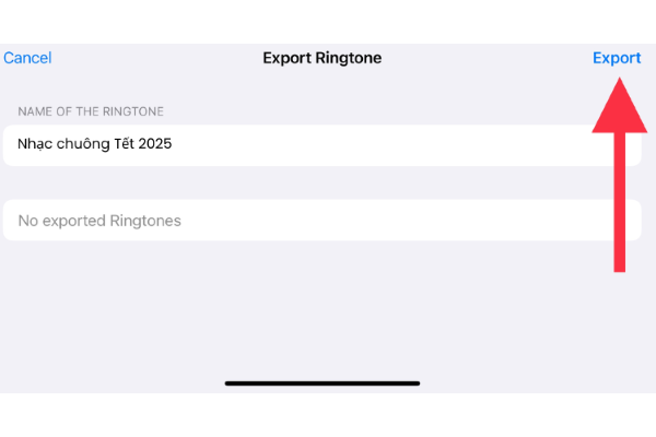 Nhấn "Export" và hệ thống sẽ tự động lưu nhạc chuông