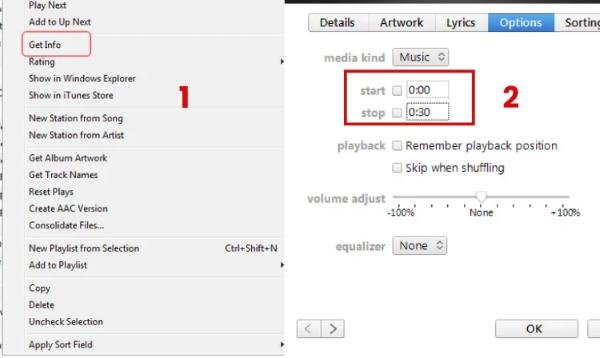 Nhấp chuột phải vào bài hát và chọn "Get Info"