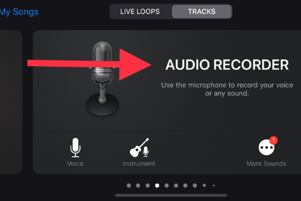 Vuốt qua lại để tìm lựa chọn "Audio Recorder"