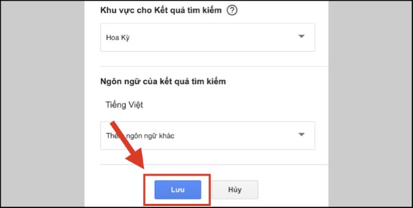 Nhấn "Lưu" để hoàn tất việc thay đổi khu vực.