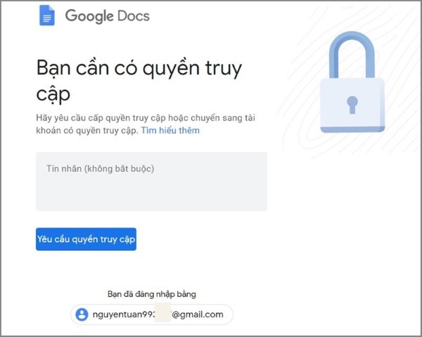 Gửi yêu cầu quyền truy cập Google Drive đến chủ sở hữu