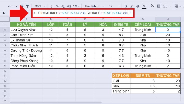 Kết hợp với hàm VLOOKUP