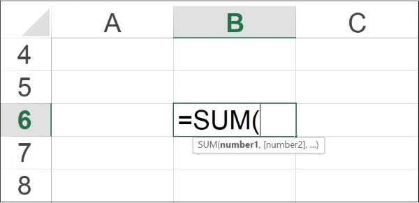 Công thức của hàm SUM