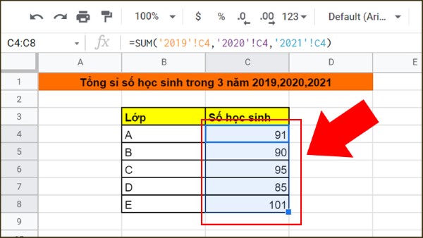 Kéo công thức từ ô đầu tiên xuống các ô tiếp theo để hiển thị kết quả