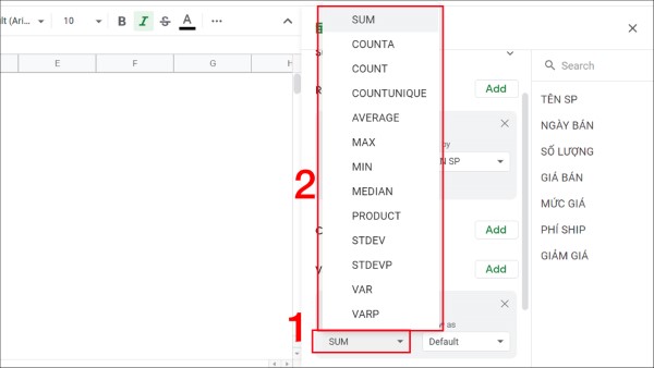 Điều chỉnh cách hiển thị giá trị của giá sản phẩm trong mục Summarise by