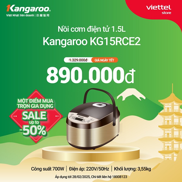 Nồi cơm điện tử 1.5L Kangaroo KG15RCE2