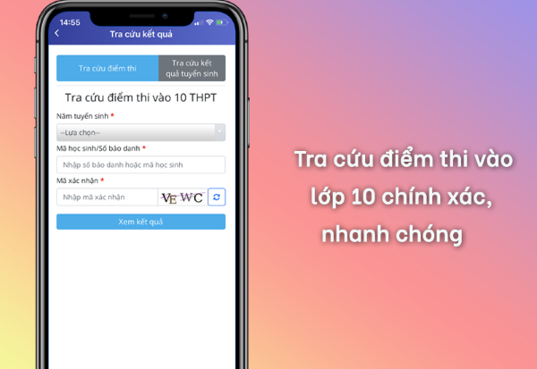 Phụ huynh và học sinh có thể tra cứu điểm thi trên ứng dụng