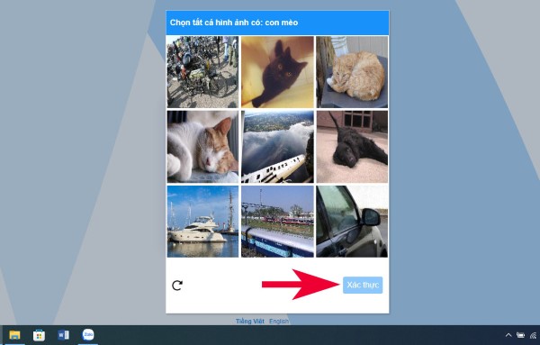 Xác minh mã Captcha và chờ yêu cầu gửi đến điện thoại