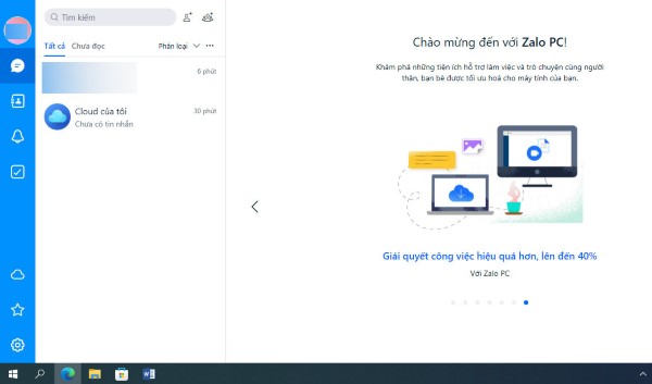 Giao diện chính của Zalo Web