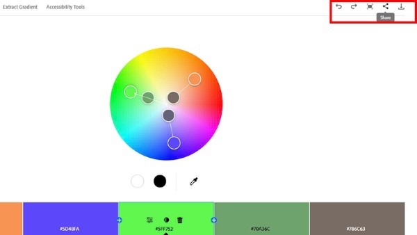  Bạn có thể lưu lại hoặc chia sẻ bảng màu đã tạo