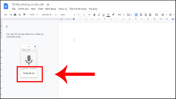 Bạn chỉ cần nhấn chuột vào "Nhấp để nói"