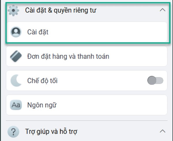 Chọn Cài đặt