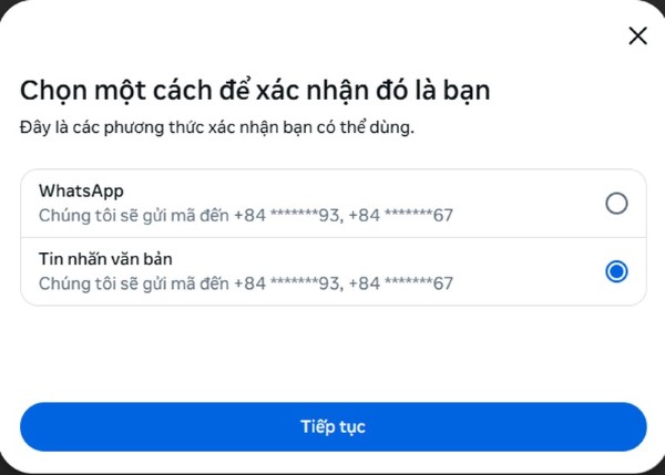 Chọn Tiếp tục