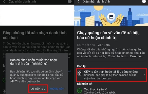 Chọn Tải giấy tờ tùy thân 