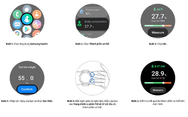Các bước đo thành phần cơ thể trên Galaxy Watch 
