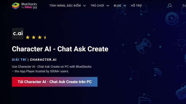 Tìm kiếm ứng dụng "Character AI" thông qua thanh công cụ tìm kiếm