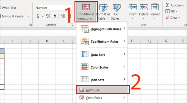 Vào Conditional Formatting chọn New Rule