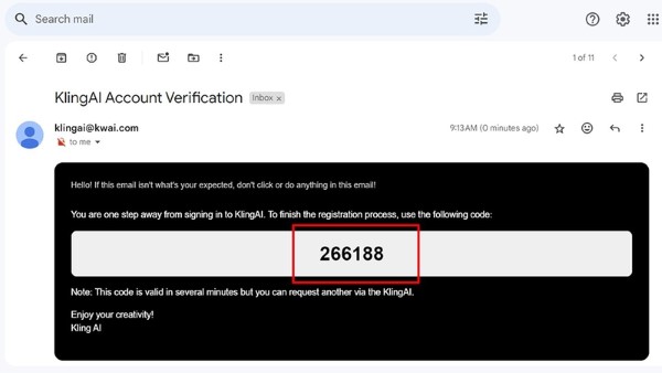 Kiểm tra email nhận mã xác minh (Verification code) 