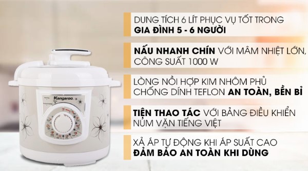 Nồi áp suất điện Kangaroo KG286 