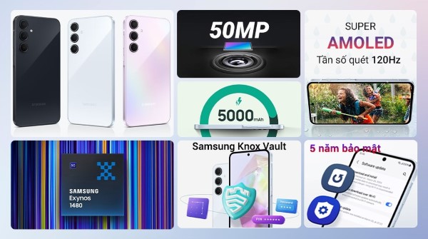 Galaxy A55 không chỉ hỗ trợ nano-SIM kép mà còn tích hợp eSIM