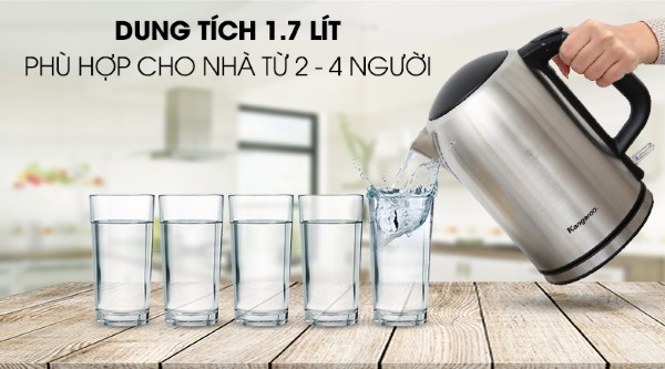 Bình đun siêu tốc inox 1.7L Kangaroo KG353