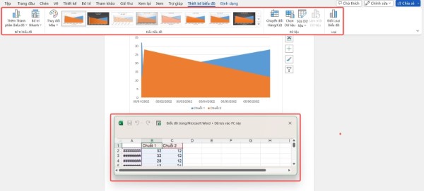 Một bảng Excel sẽ xuất hiện để bạn nhập dữ liệu