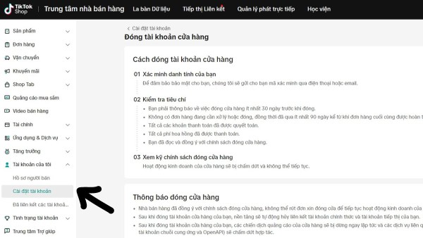 Trong phần “Tài khoản của tôi,” chọn “Cài đặt tài khoản.”