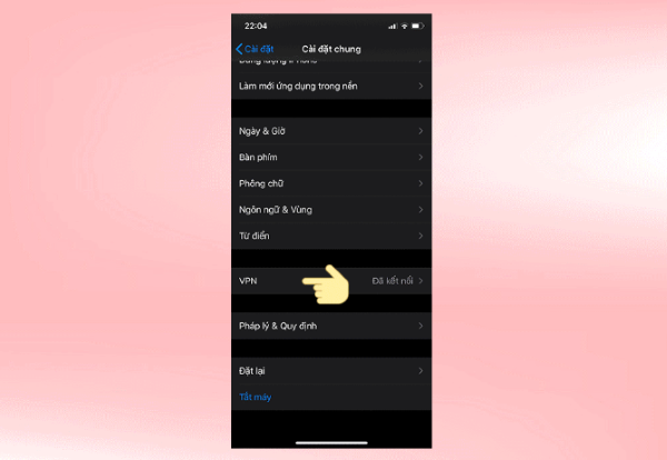 Chọn VPN để xác định kết nối VPN mà bạn đang sử dụng