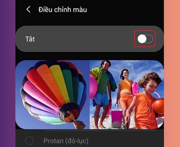 Nhấn vào Điều chỉnh màu và kích hoạt chế độ này