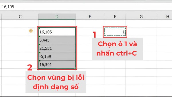 Chọn ô vừa nhập số 1, nhấn Ctrl + C để sao chép