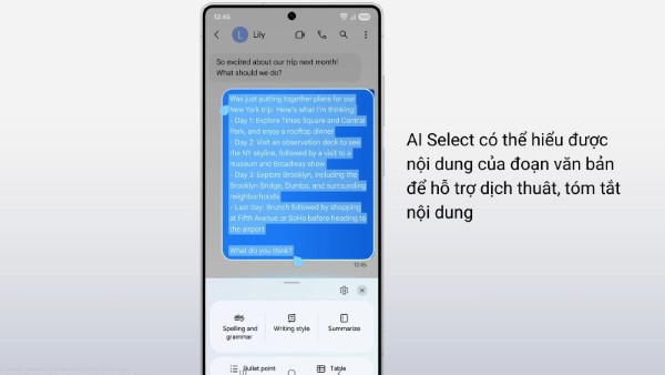 AI Select cho phép bạn chọn nội dung trên màn hình để nhận gợi ý về tìm kiếm