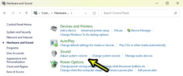 Trong mục Sound, nhấn Adjust System Volume