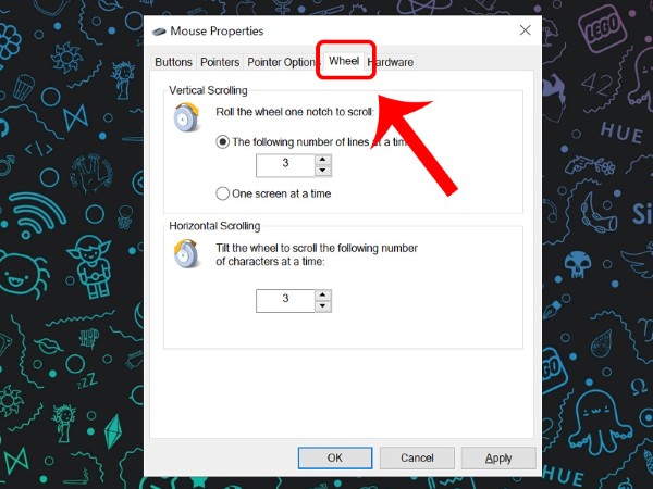 Điều chỉnh số dòng cuộn khi lăn chuột và cài đặt con lăn
