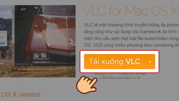 Nhấn vào Tải xuống VLC